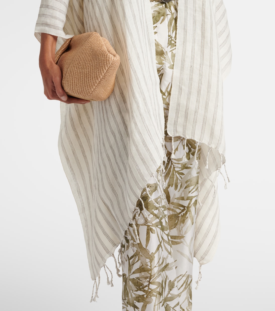 Poncho rayé en lin | Brunello Cucinelli