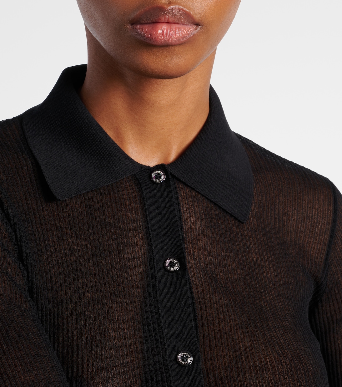 Polo in maglia di misto cotone a coste | Moncler