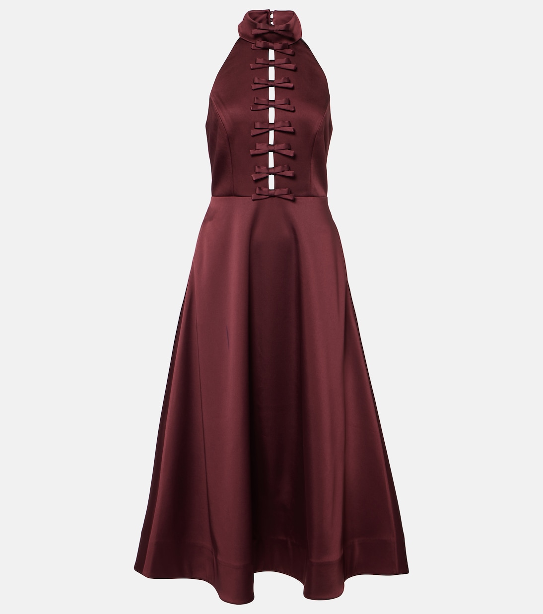Abito midi Merlot in raso | Rebecca Vallance
