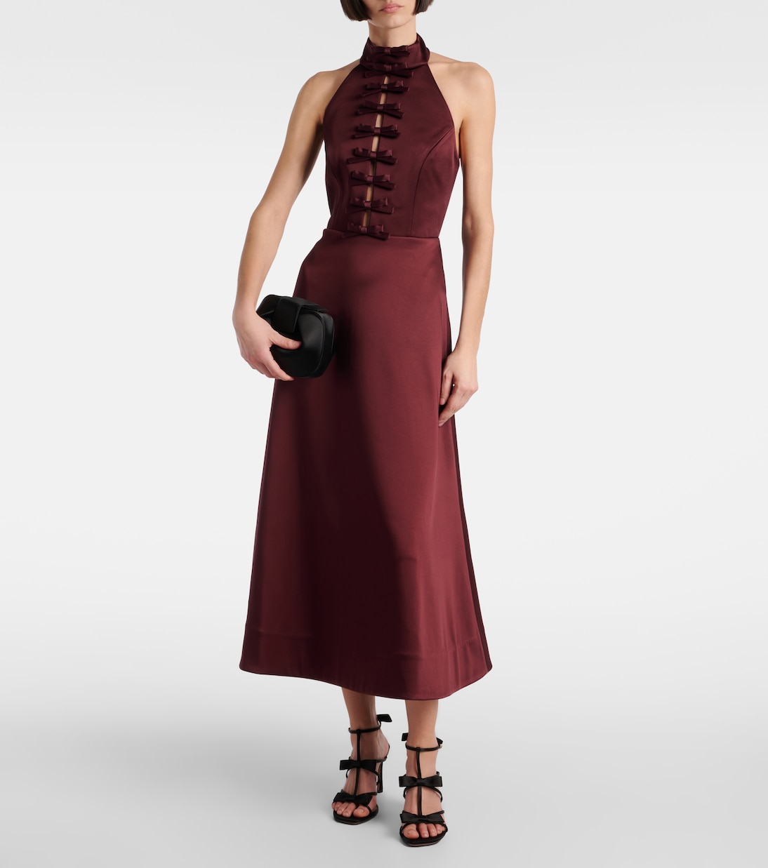 Abito midi Merlot in raso | Rebecca Vallance