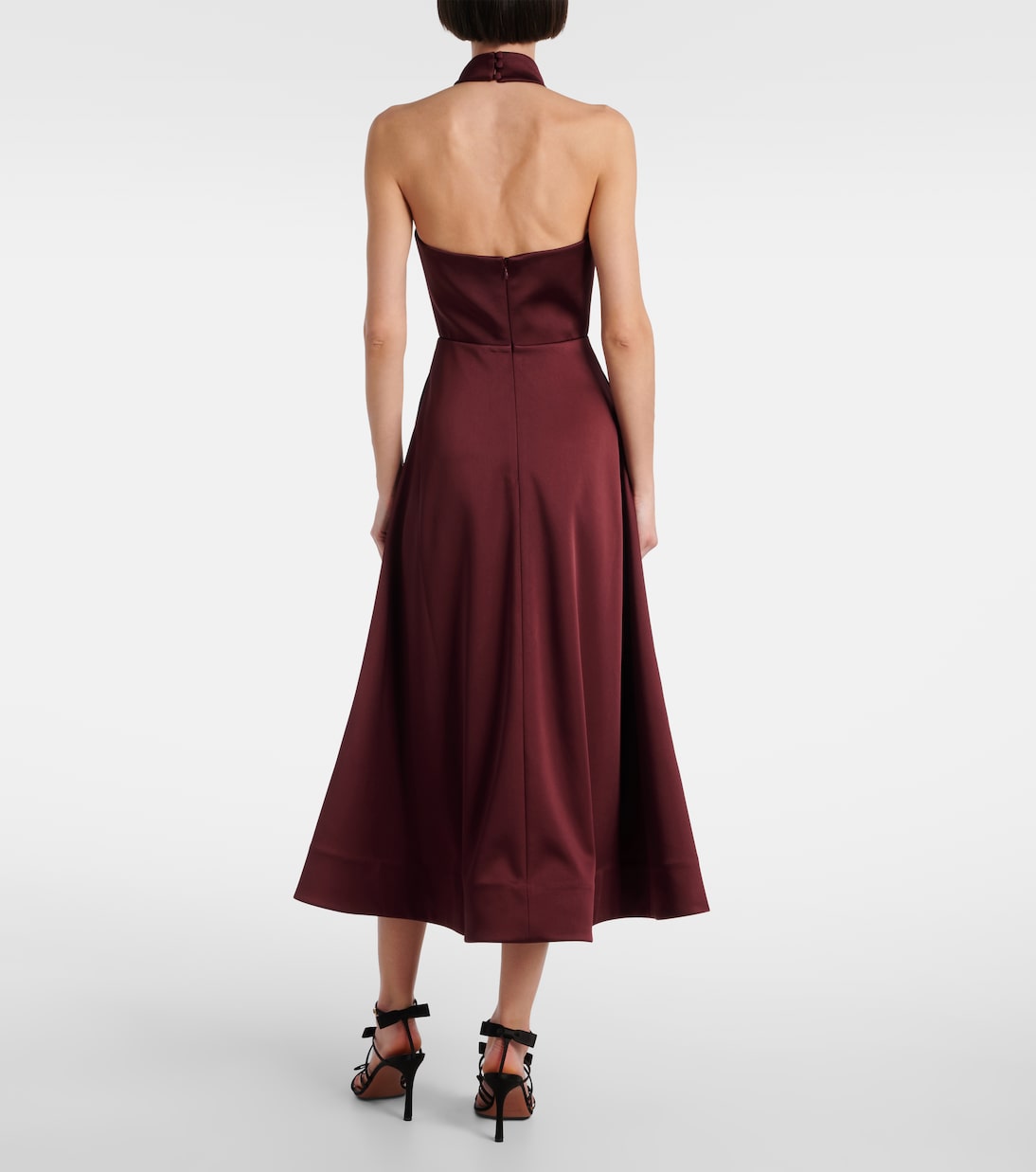 Abito midi Merlot in raso | Rebecca Vallance