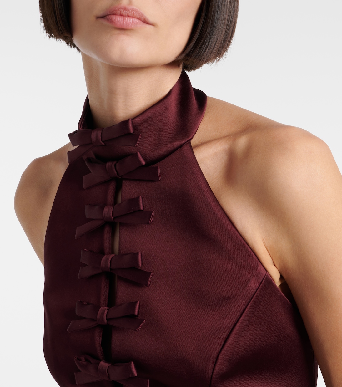 Abito midi Merlot in raso | Rebecca Vallance