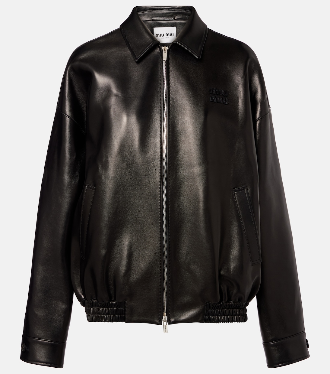 Giacca in pelle con logo | Miu Miu