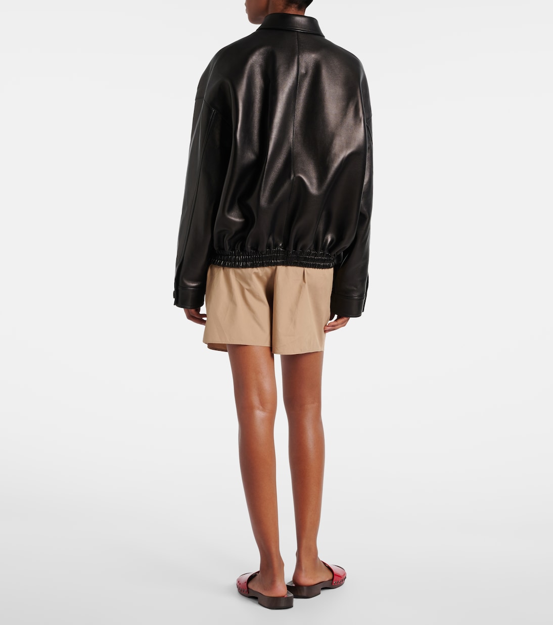 Giacca in pelle con logo | Miu Miu
