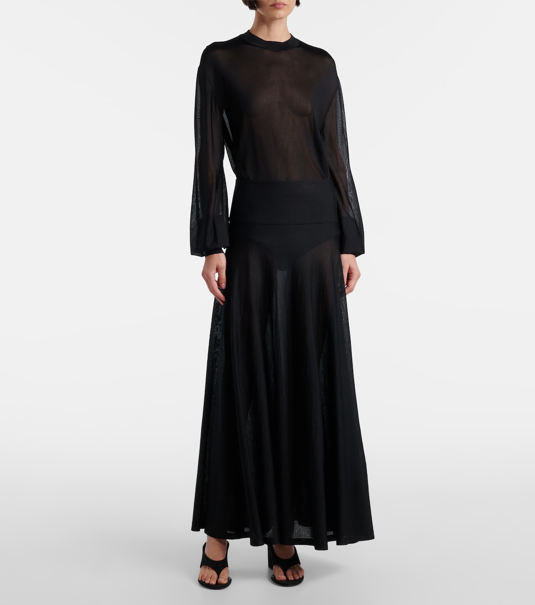 Flared virgin wool maxi skirt | Alaïa