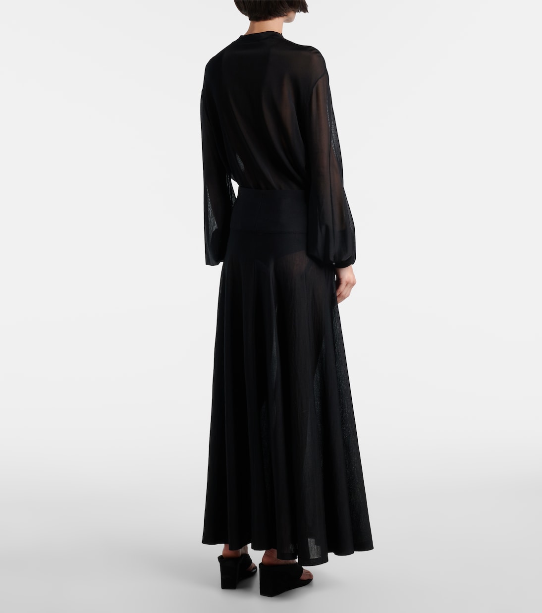 Flared virgin wool maxi skirt | Alaïa