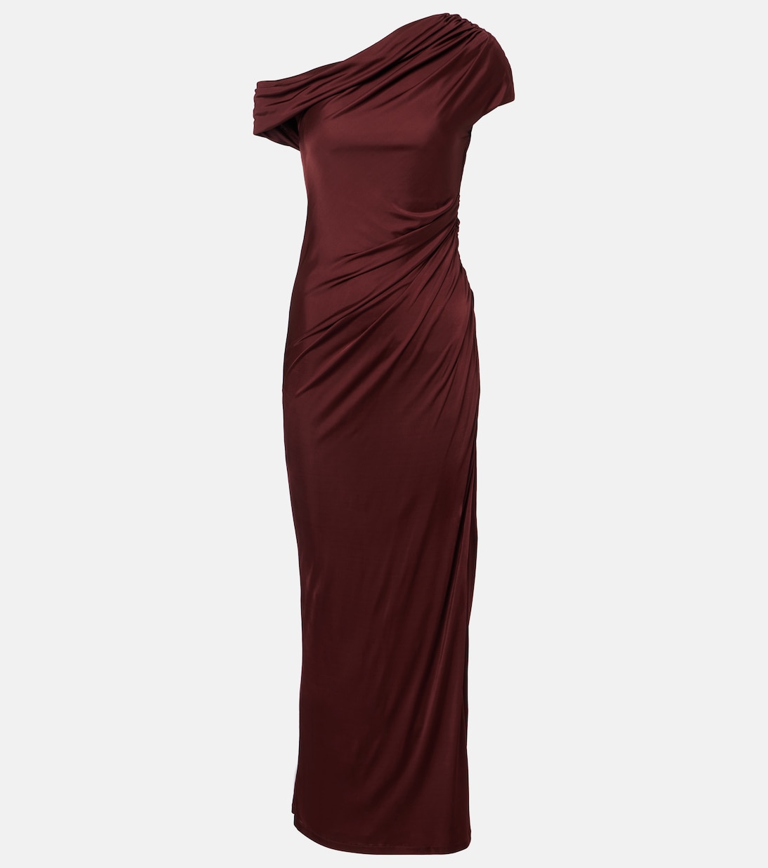 Asymmetric draped jersey maxi dress | Galvan