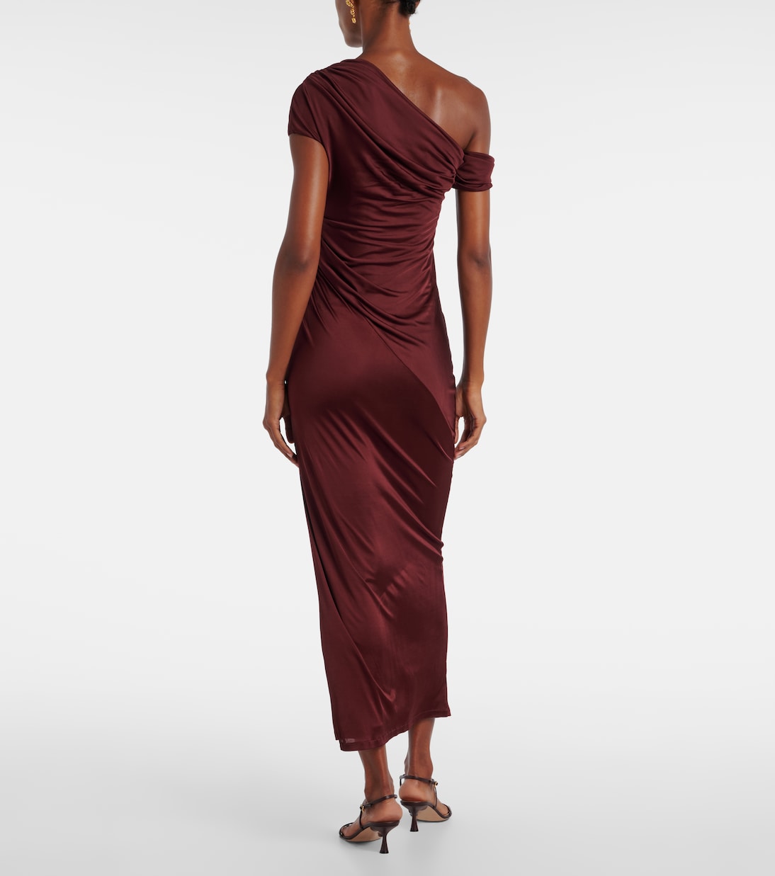 Asymmetric draped jersey maxi dress | Galvan