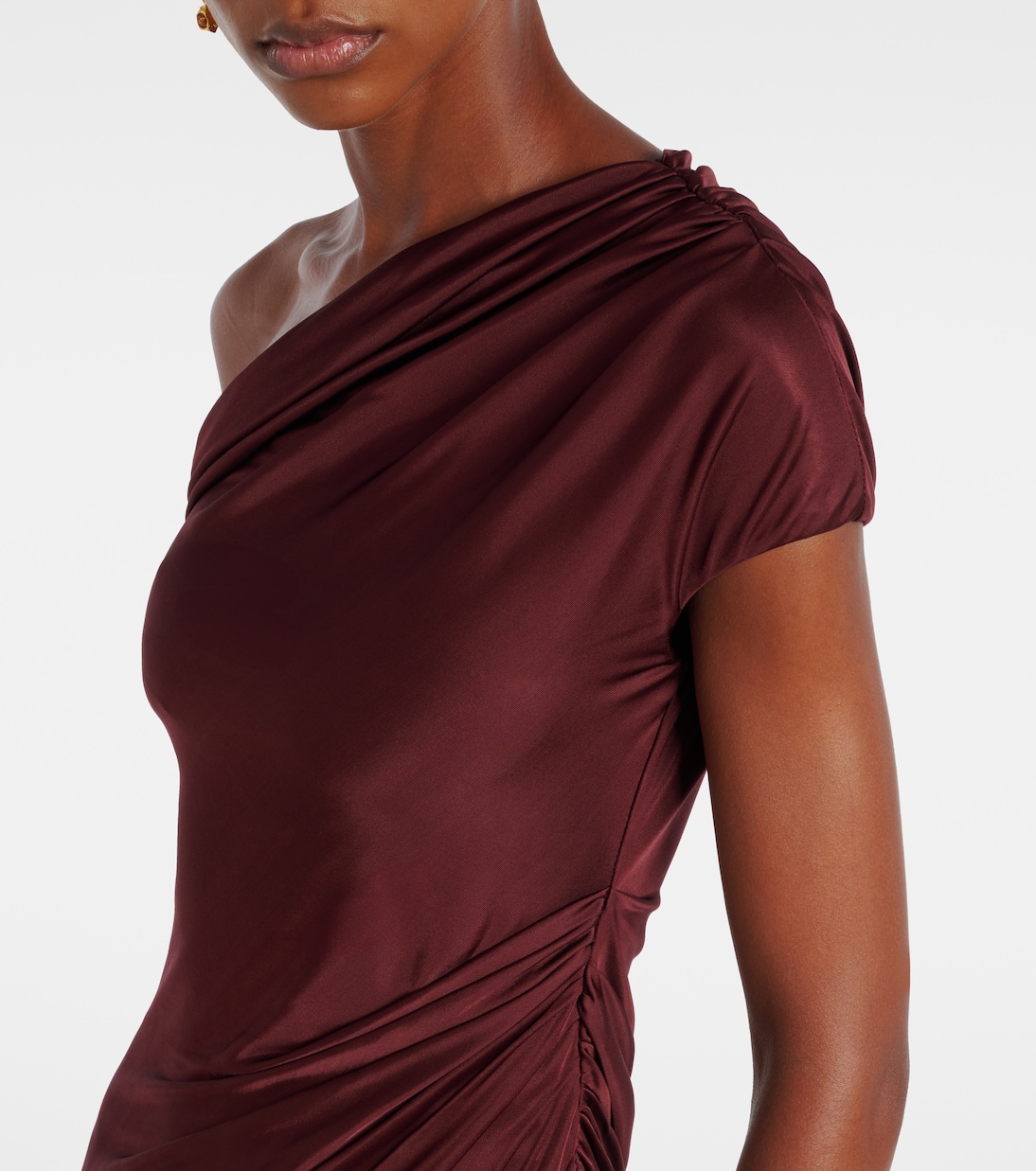 Asymmetric draped jersey maxi dress | Galvan