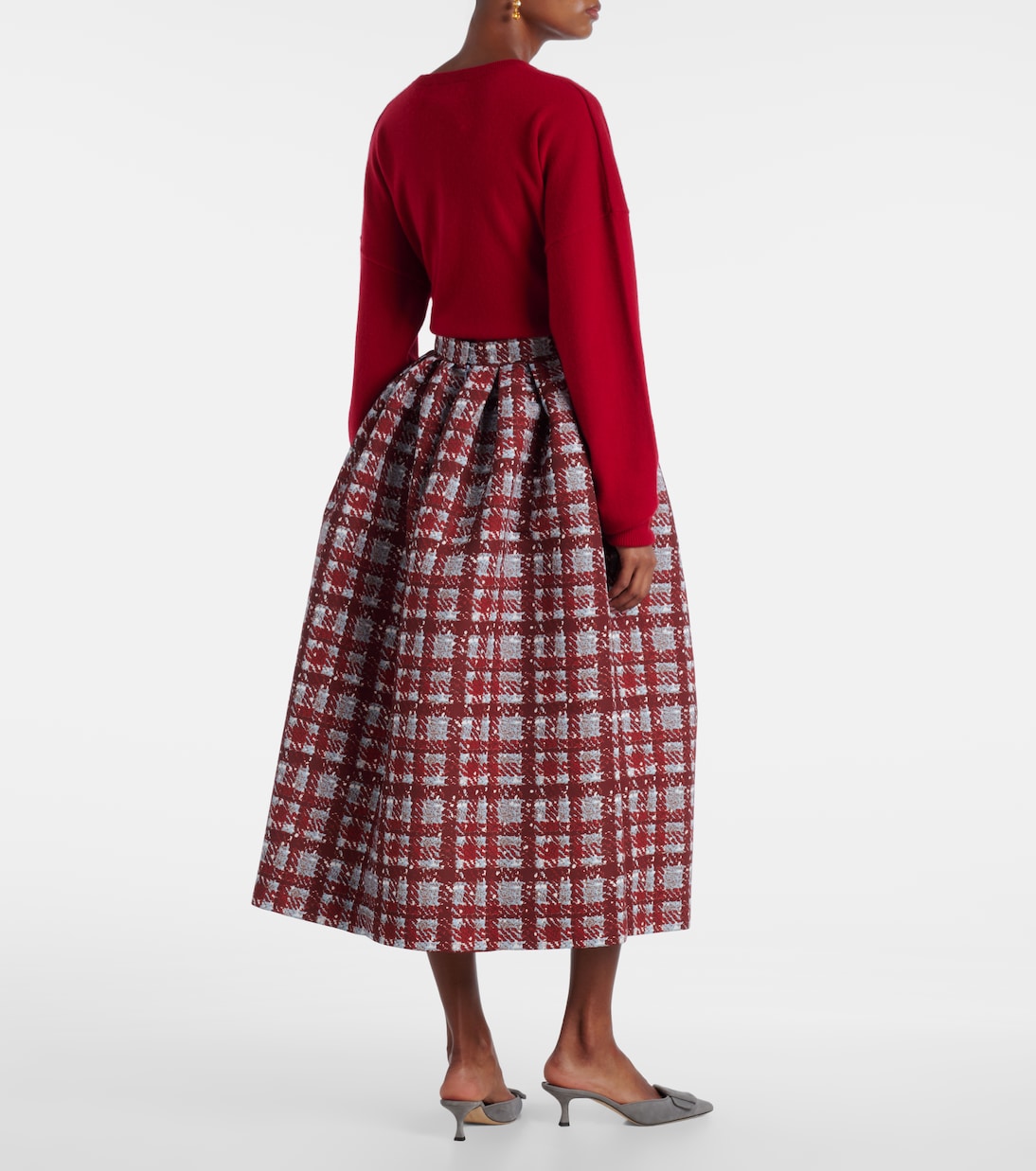 Plaid faille midi skirt | Oscar de la Renta