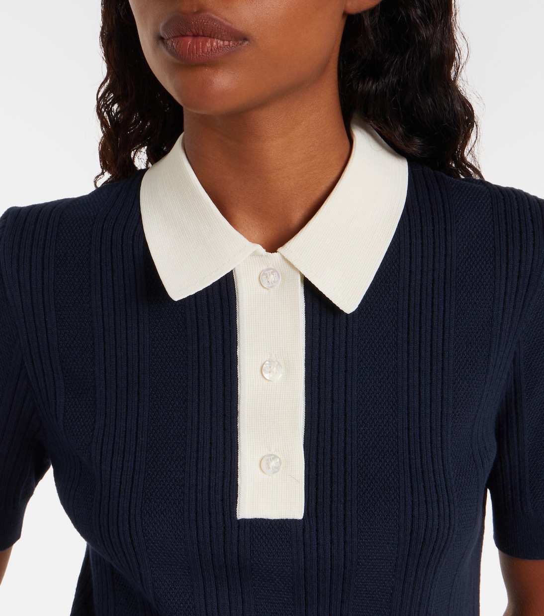 Cotton pointelle polo shirt | Tory Burch