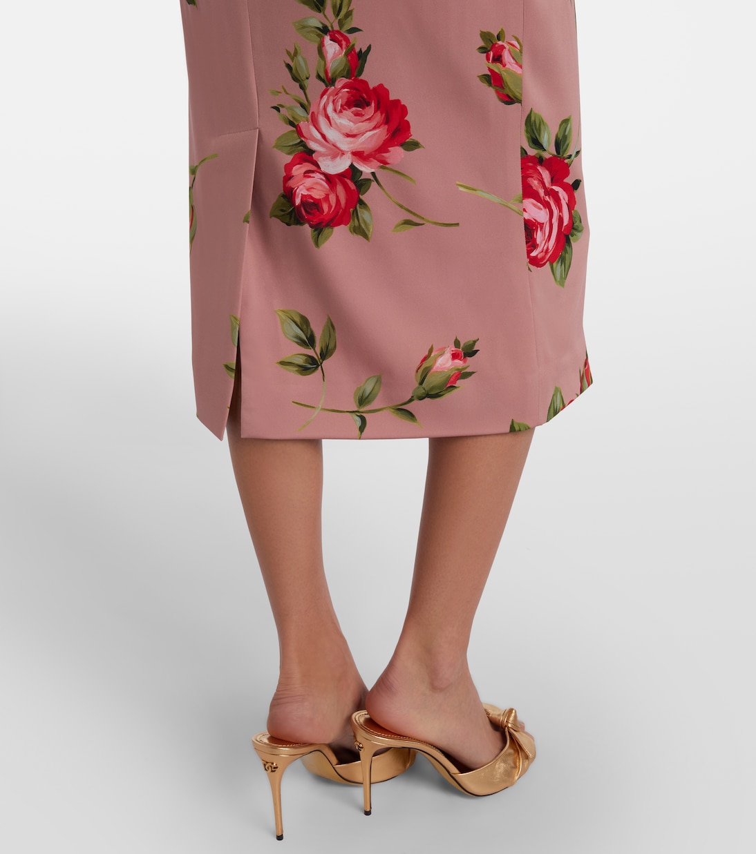 Gonna midi in misto seta con stampa floreale | Dolce&Gabbana