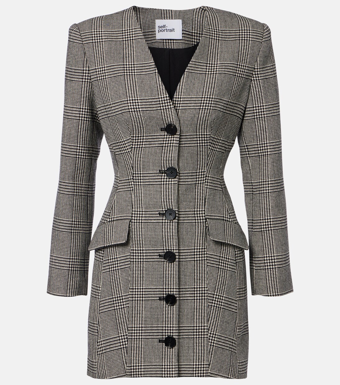 Robe en laine mélangée à carreaux | Self-Portrait