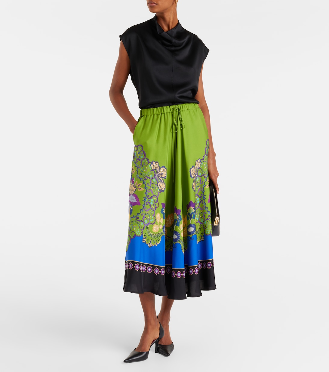 Printed silk midi skirt | La DoubleJ