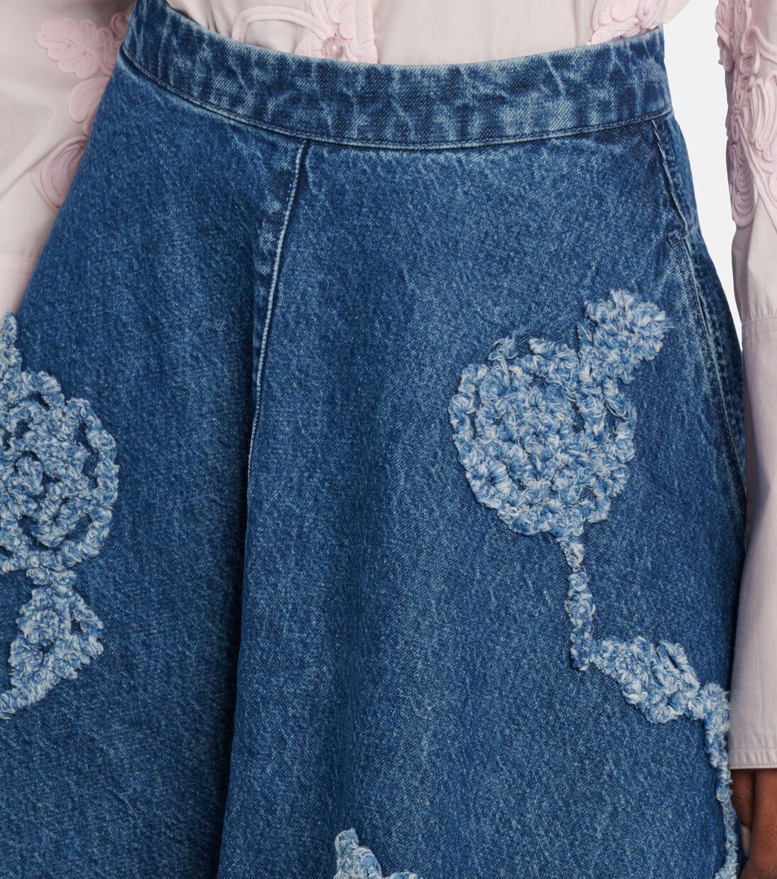 Berty embroidered denim midi skirt | Rotate