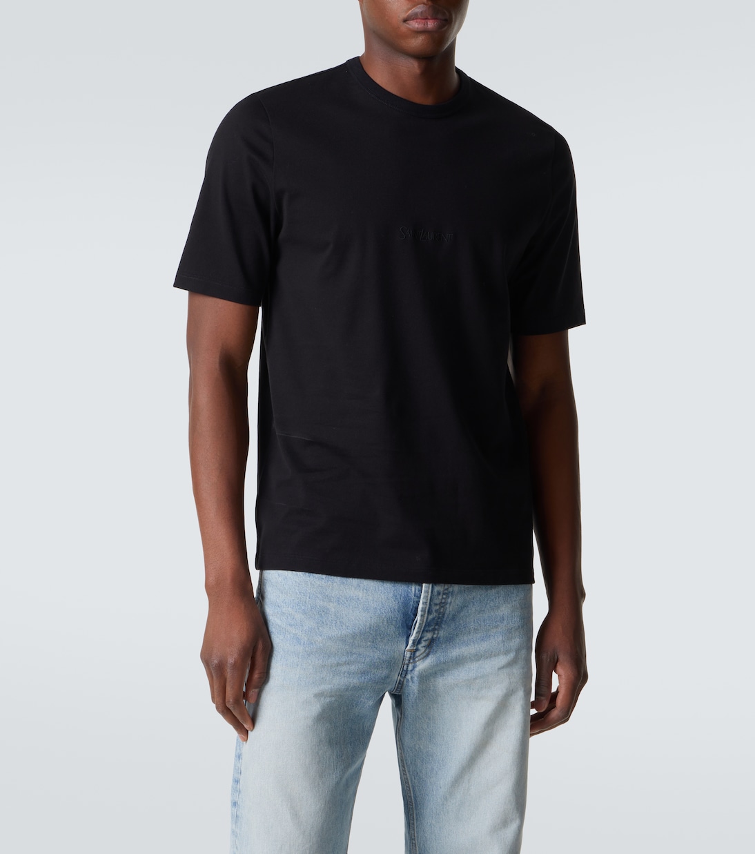 T-shirt in jersey di cotone con logo | Saint Laurent