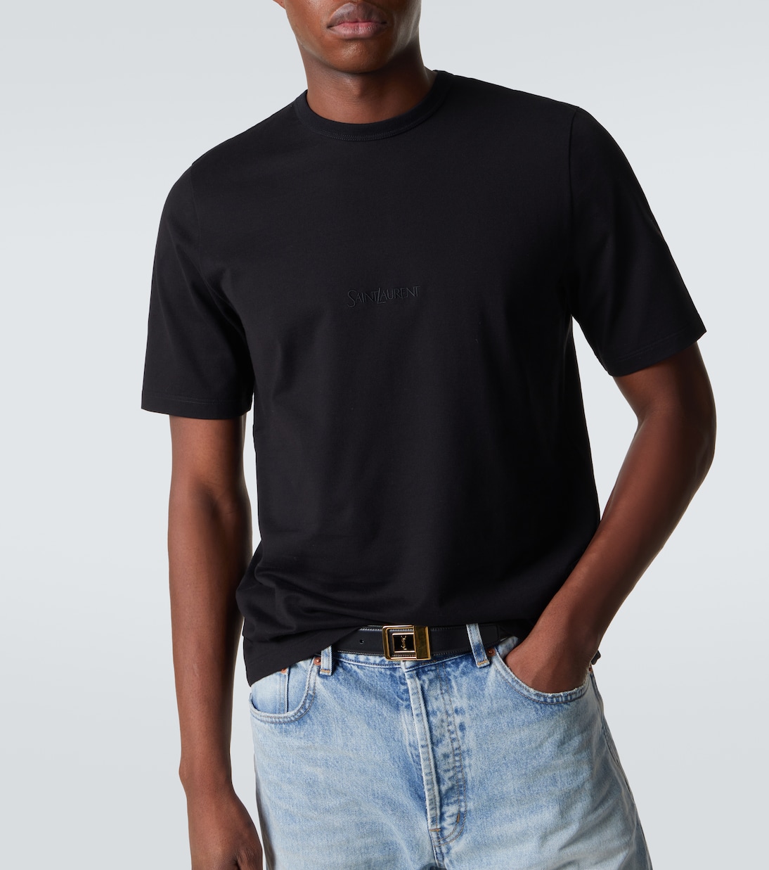 T-shirt in jersey di cotone con logo | Saint Laurent