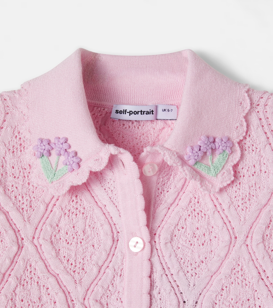 Embroidered pointelle cotton-blend top | Self-Portrait Kids