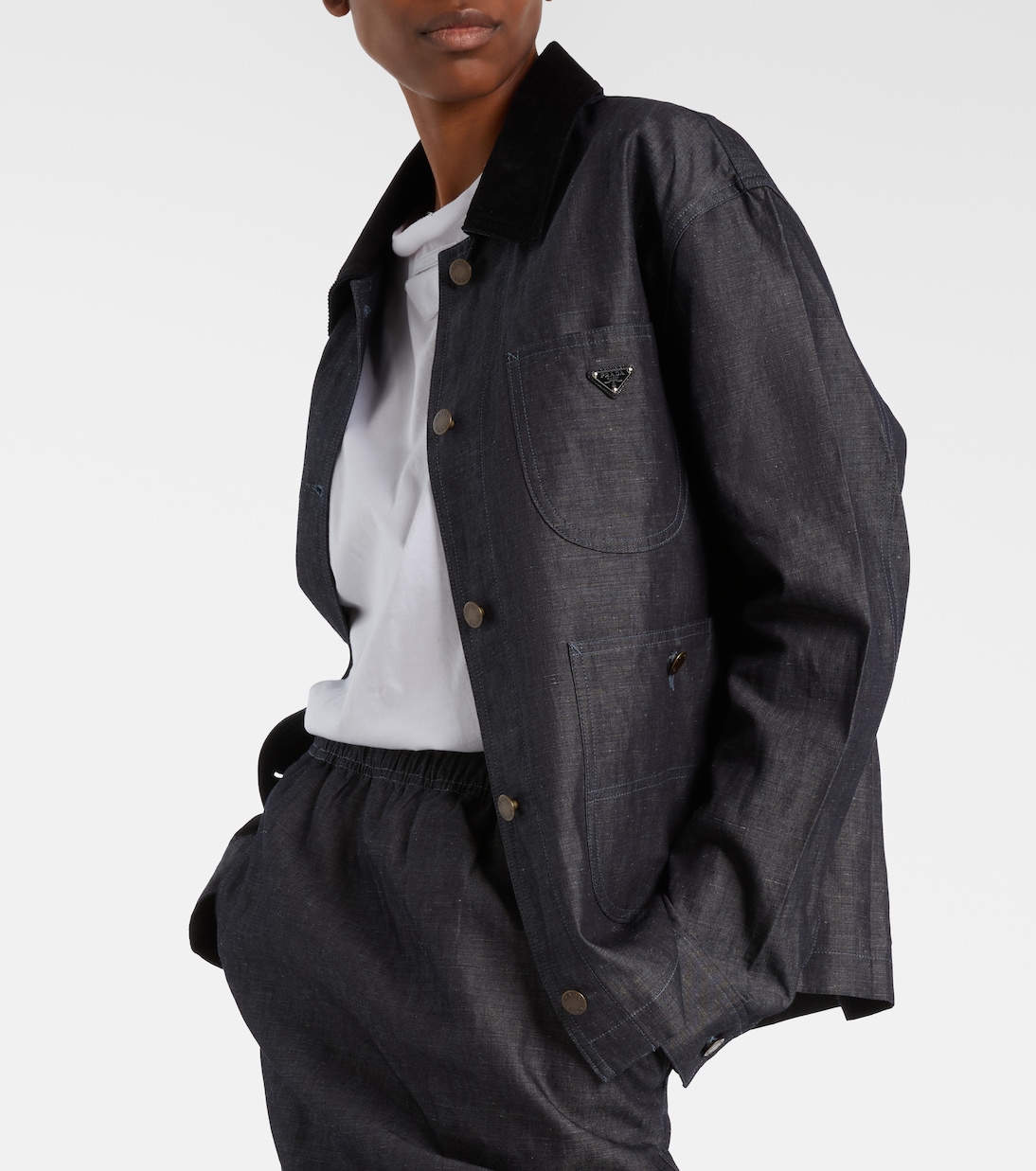 Veste en jean en coton et lin | Prada