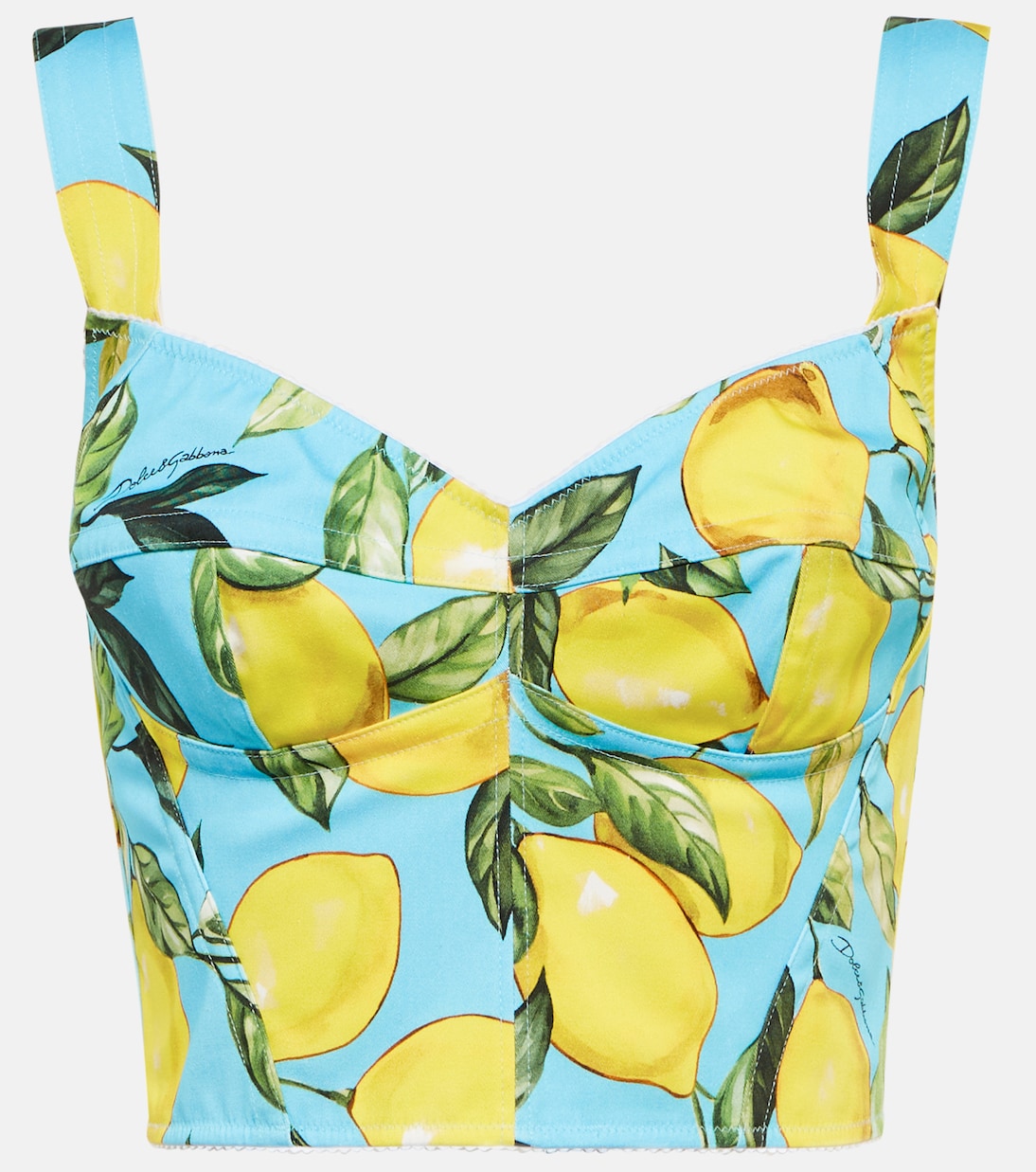 Top bustier en mezcla de algodón estampado | Dolce&Gabbana