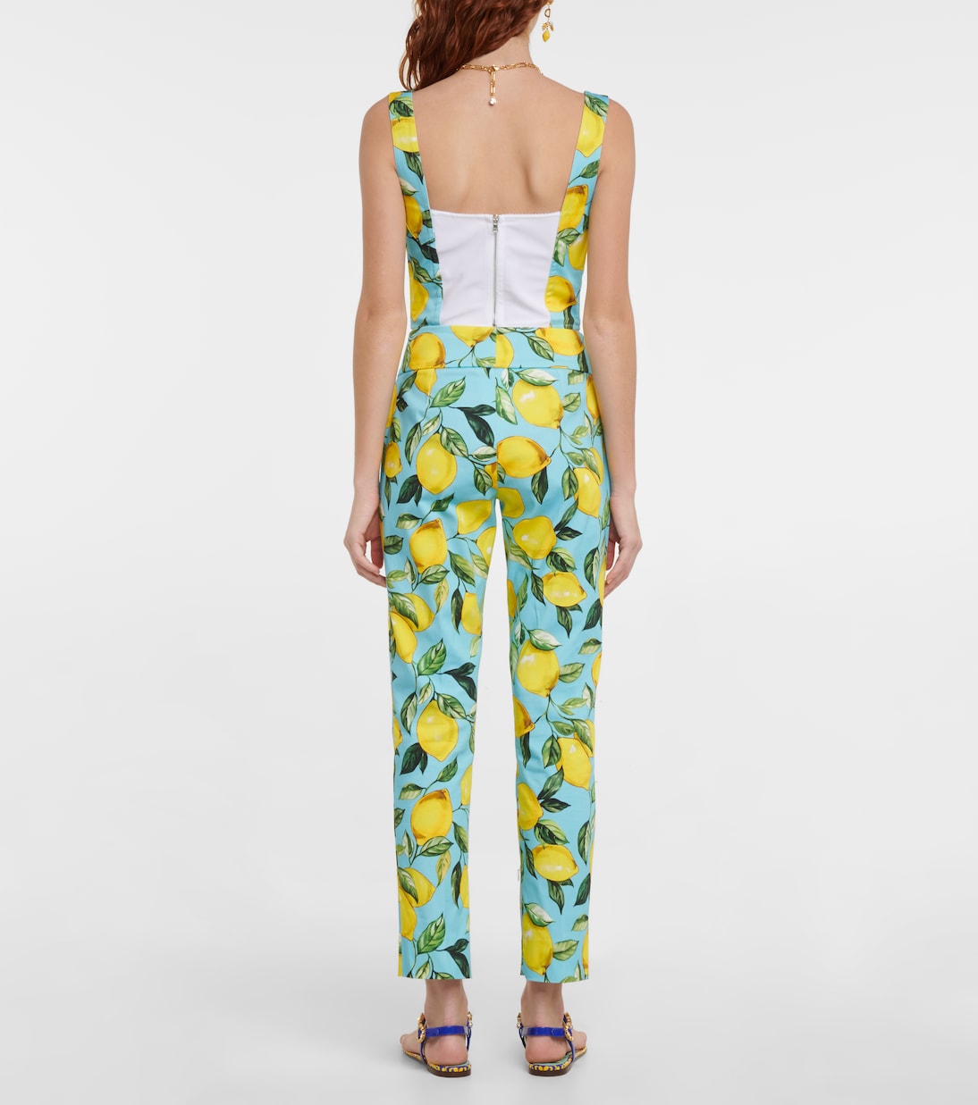 Top bustier en mezcla de algodón estampado | Dolce&Gabbana