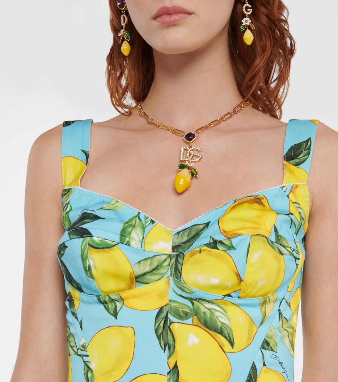 Top bustier en mezcla de algodón estampado | Dolce&Gabbana