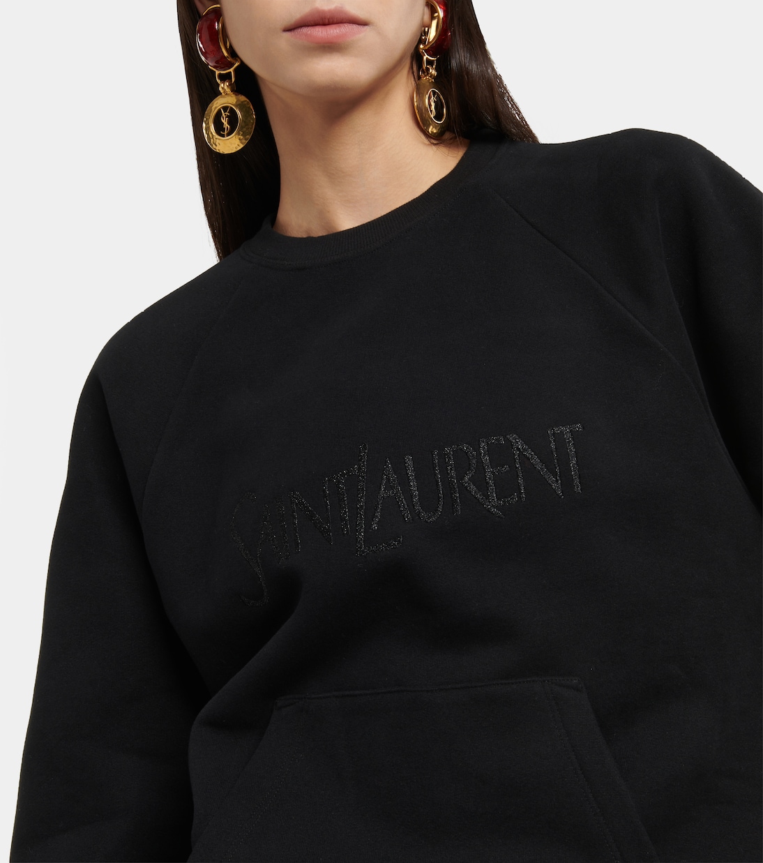 Felpa in Cotone con Logo Iconico di Saint Laurent per Giovani Stilisti