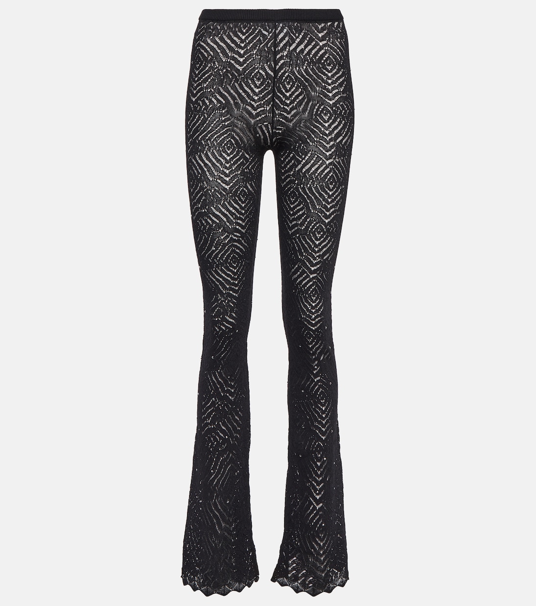 Embellished high-rise flared lace pants | Alessandra Rich