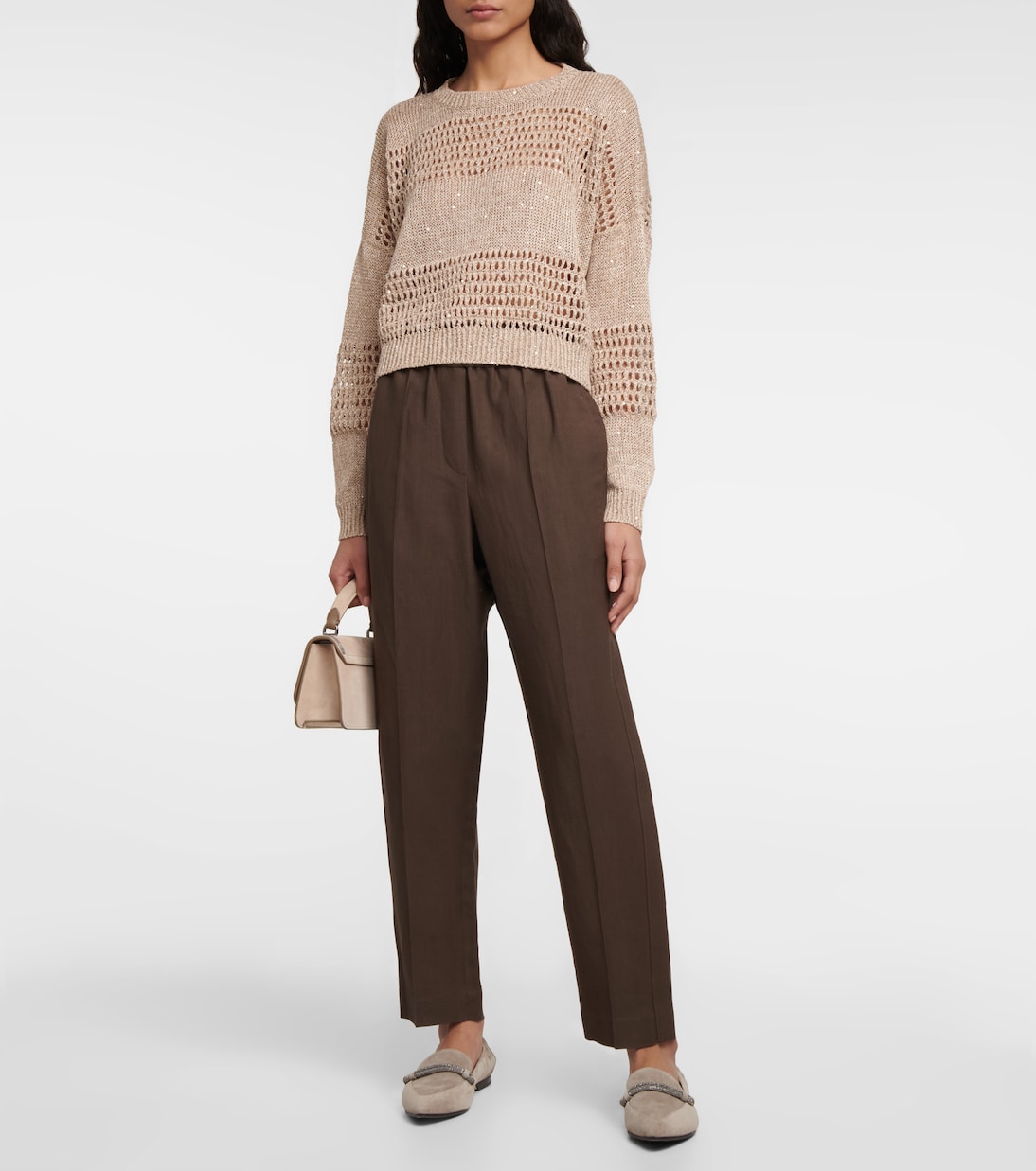 Embellished openwork sweater | Brunello Cucinelli