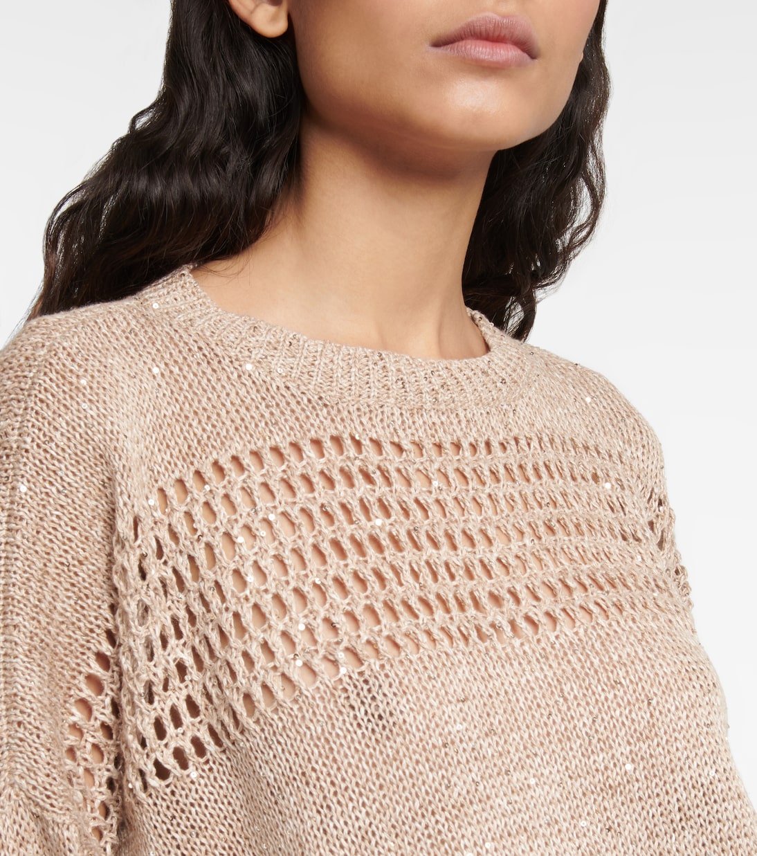 Embellished openwork sweater | Brunello Cucinelli