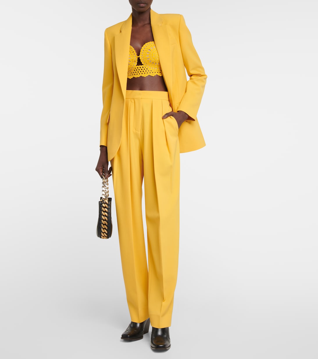 Wool-blend high-rise pleated pants | Stella McCartney