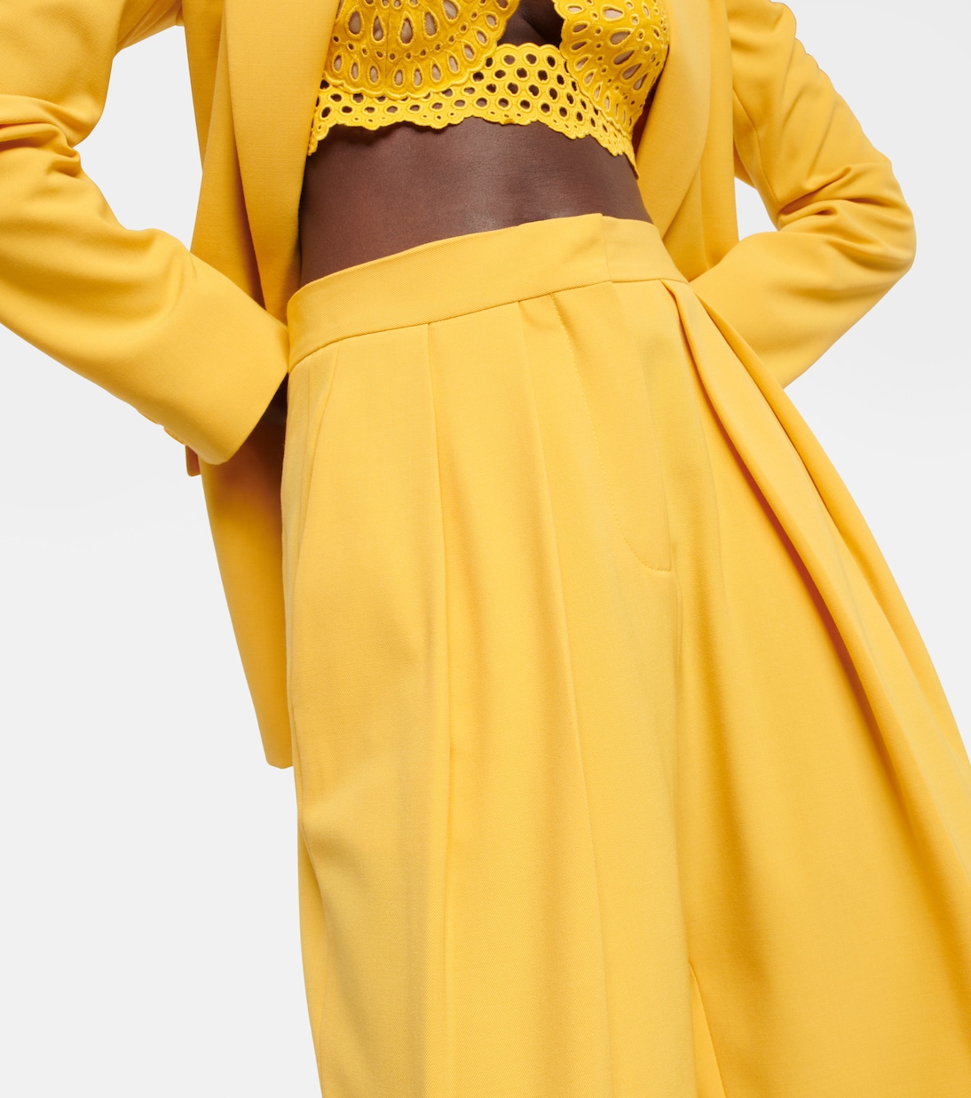 Wool-blend high-rise pleated pants | Stella McCartney