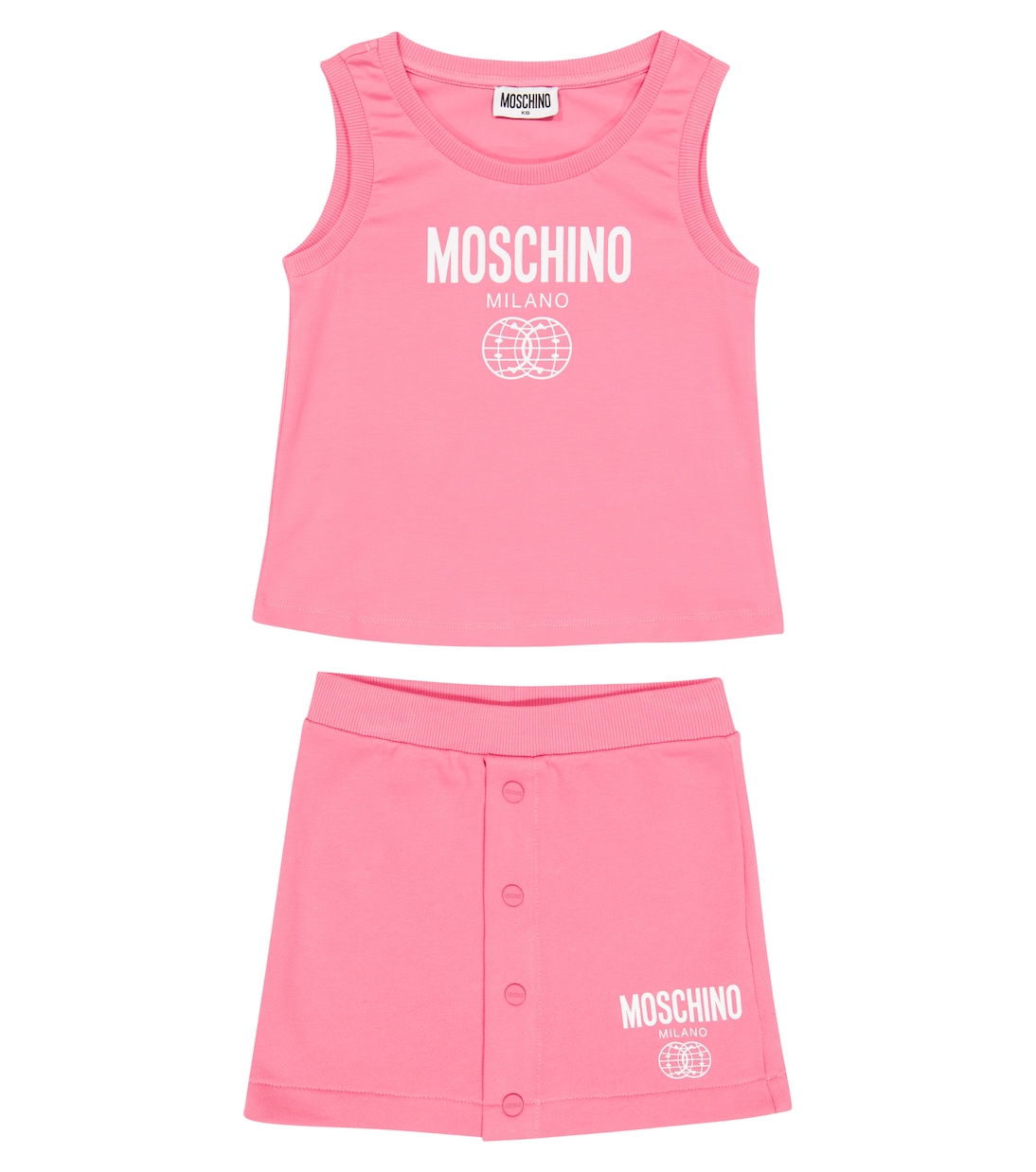 Printed cotton jersey top and skirt set | Moschino Kids