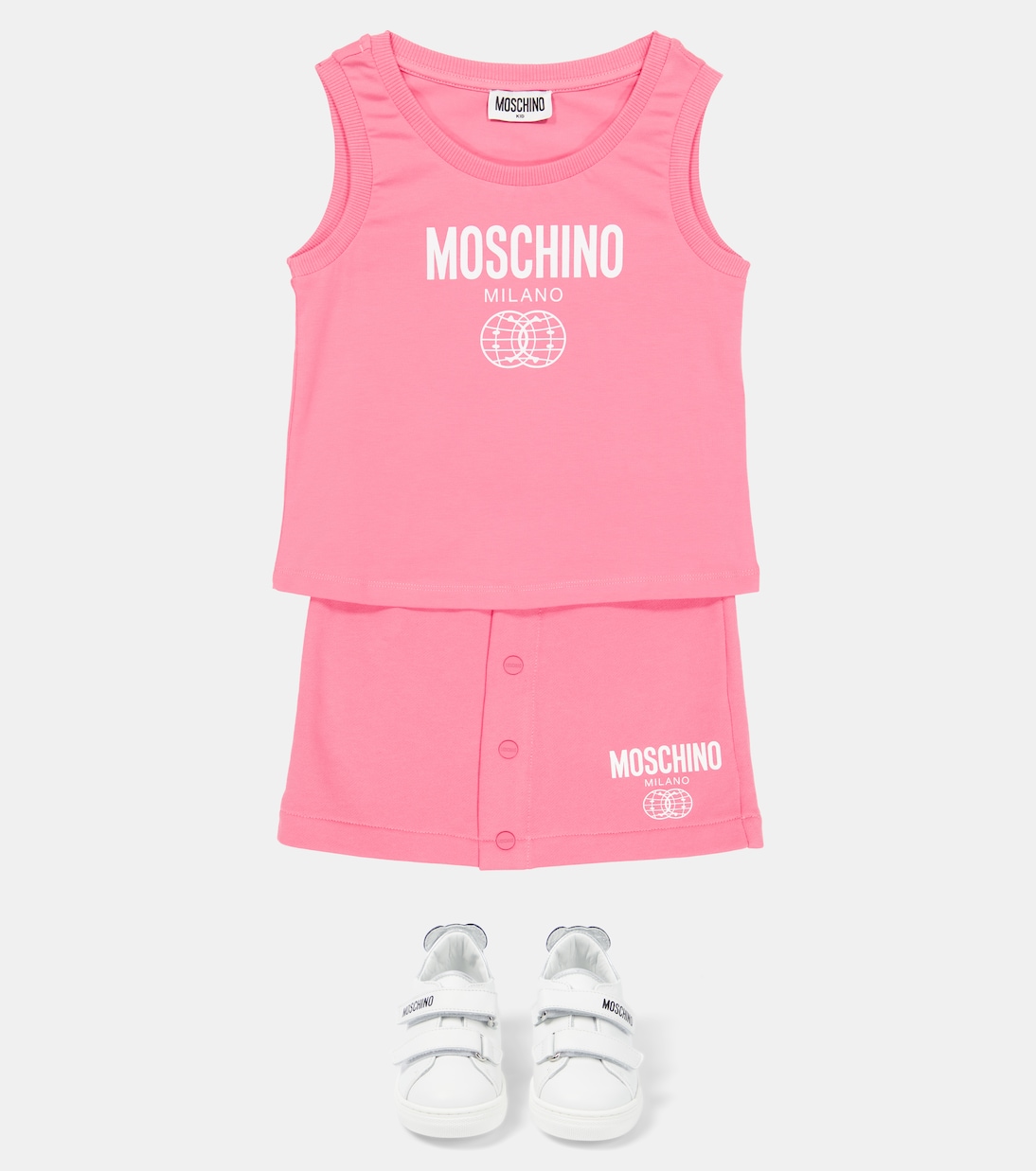 Printed cotton jersey top and skirt set | Moschino Kids