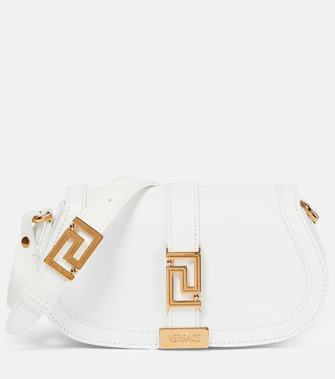Greca Goddess Mini leather shoulder bag in white Versace Mytheresa