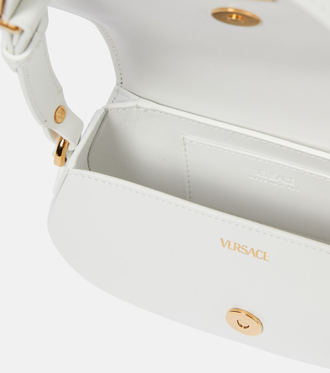 Greca Goddess Mini leather shoulder bag in white Versace Mytheresa