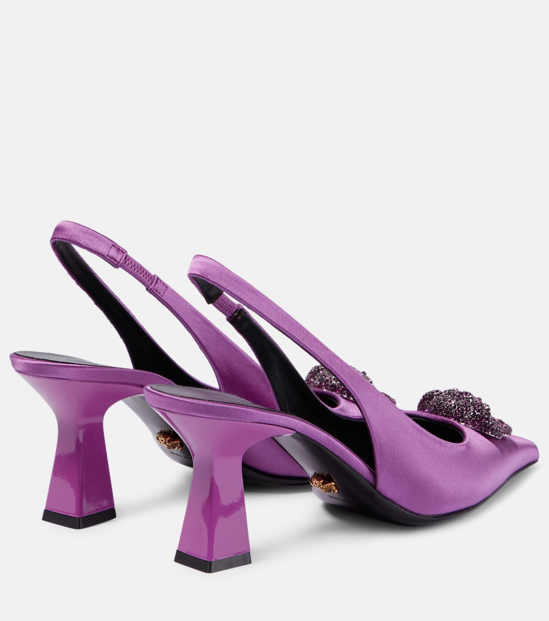 Verzierte Slingback-Pumps La Medusa aus Satin | Versace