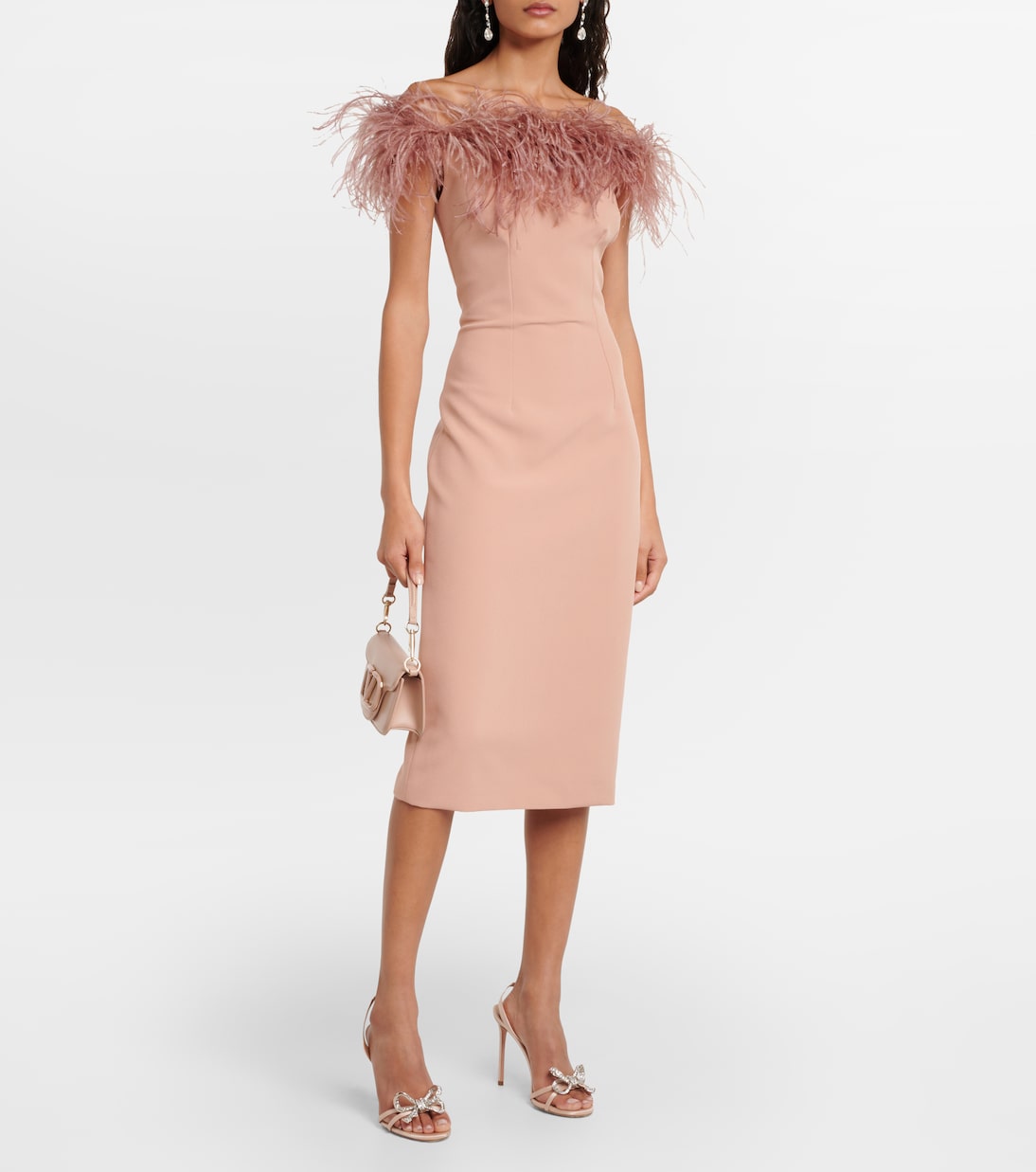 Feather-trimmed midi dress | Safiyaa