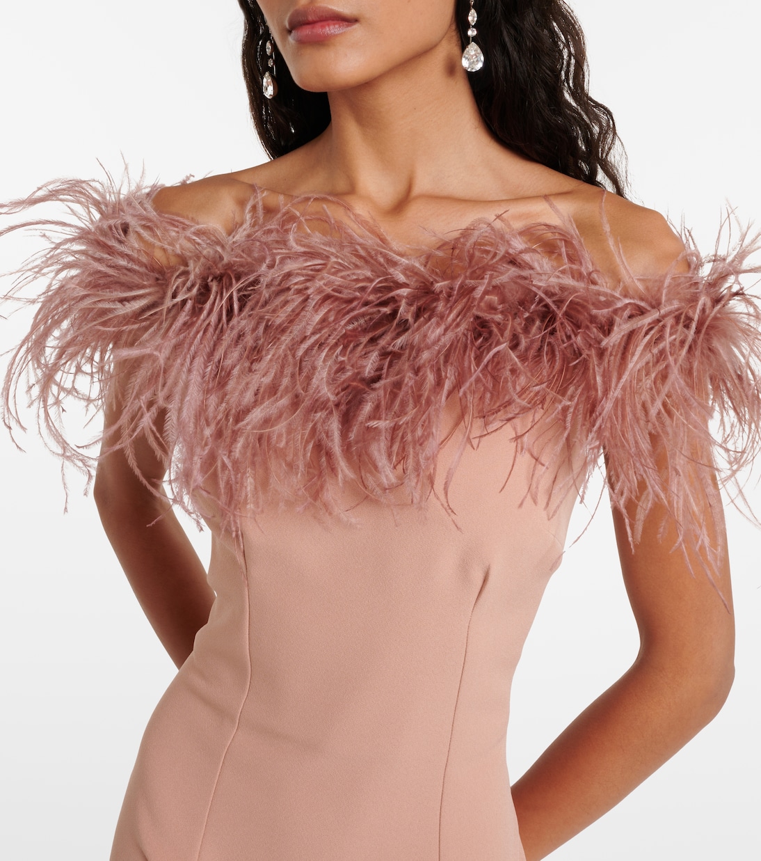 Feather-trimmed midi dress | Safiyaa