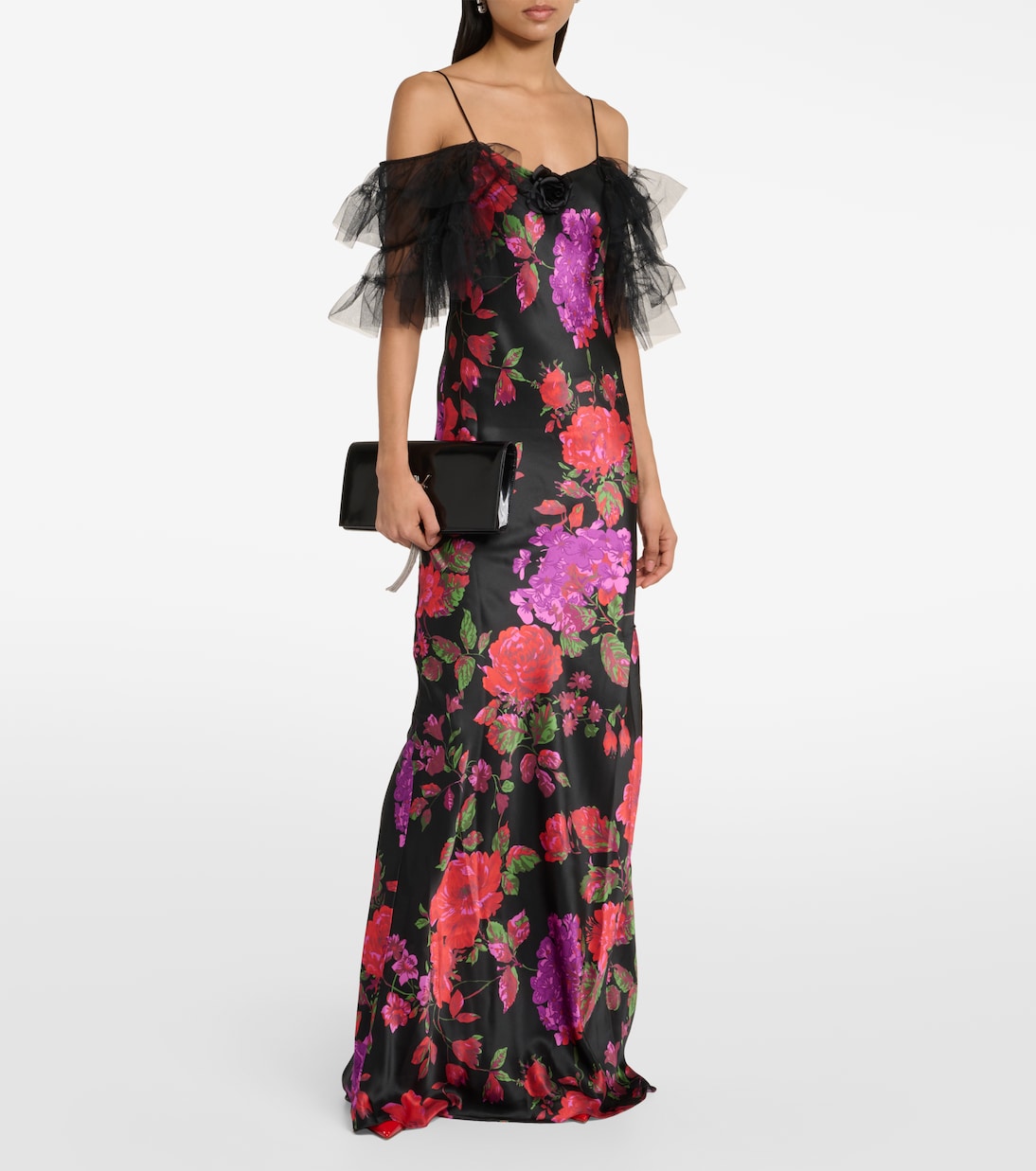 Abito lungo in seta con tulle | Rodarte