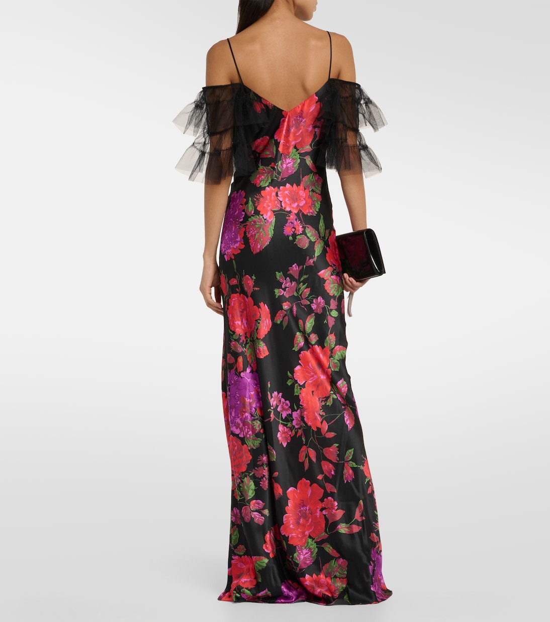 Abito lungo in seta con tulle | Rodarte