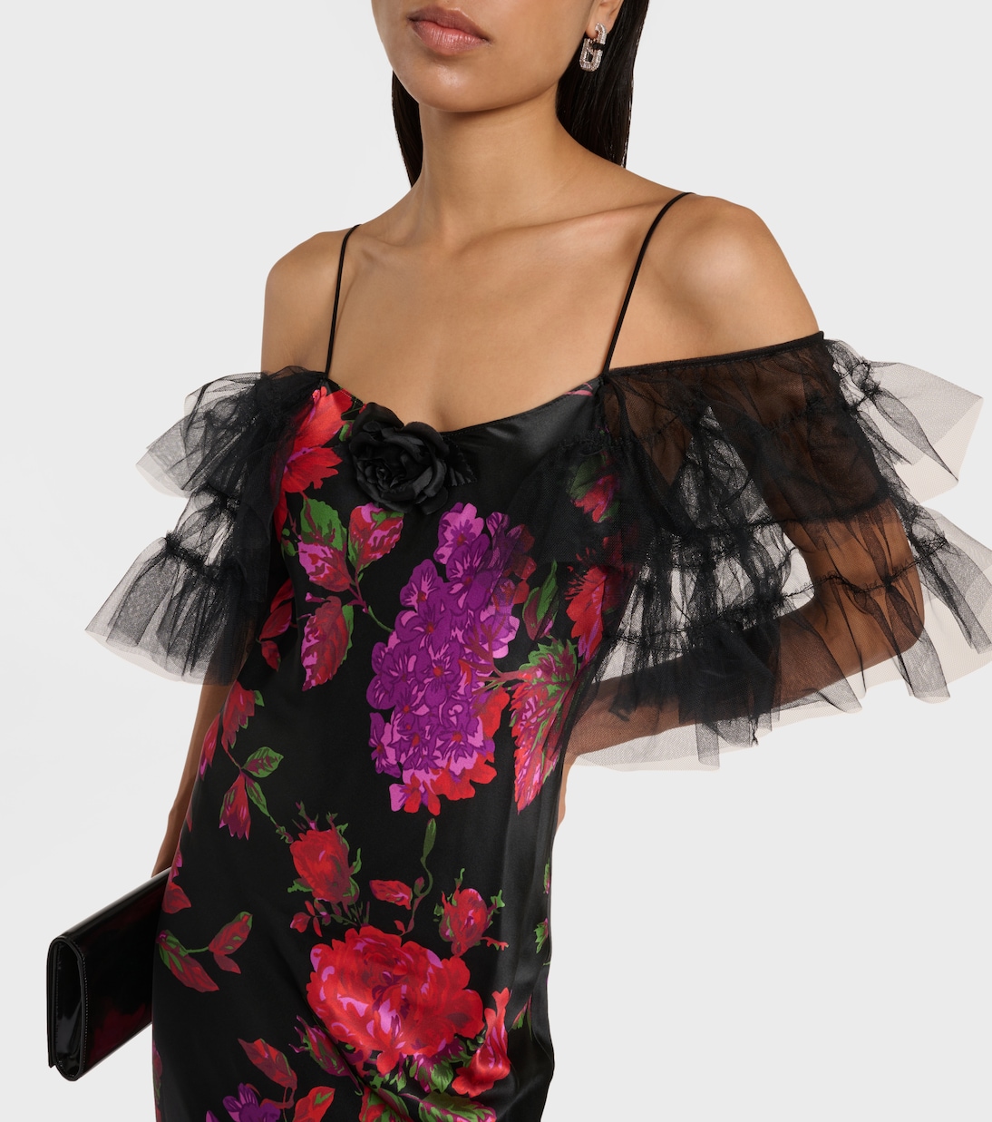 Abito lungo in seta con tulle | Rodarte