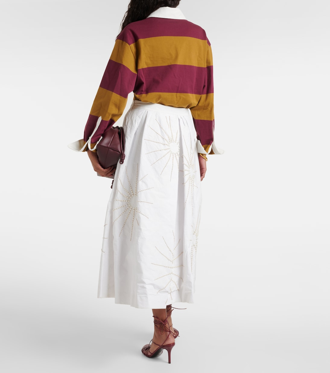 Sonie 임벨리시드 태피터 미디 스커트 | Dries Van Noten