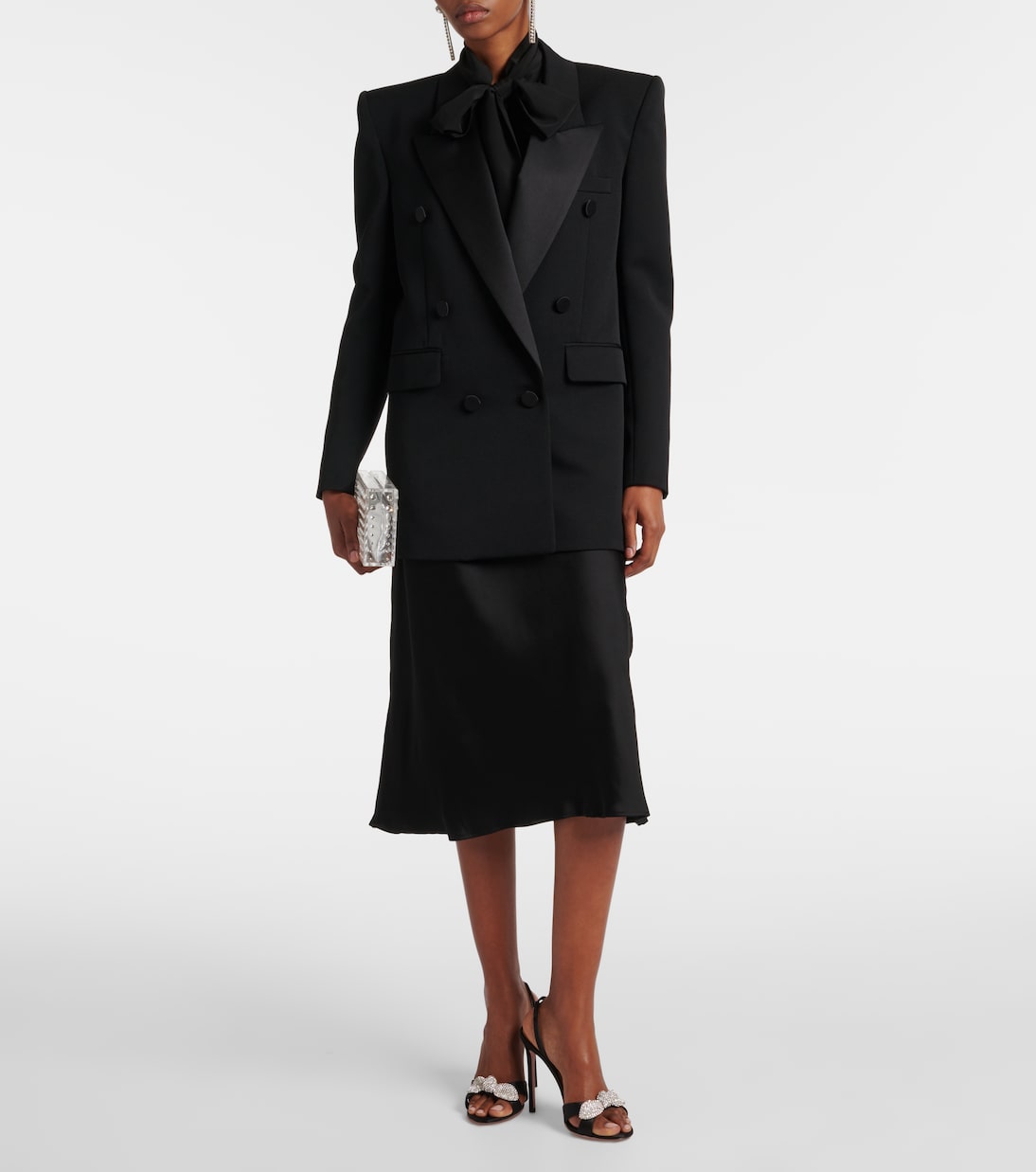 Sandali Very Bow Tie 105 in raso con cristalli | Aquazzura