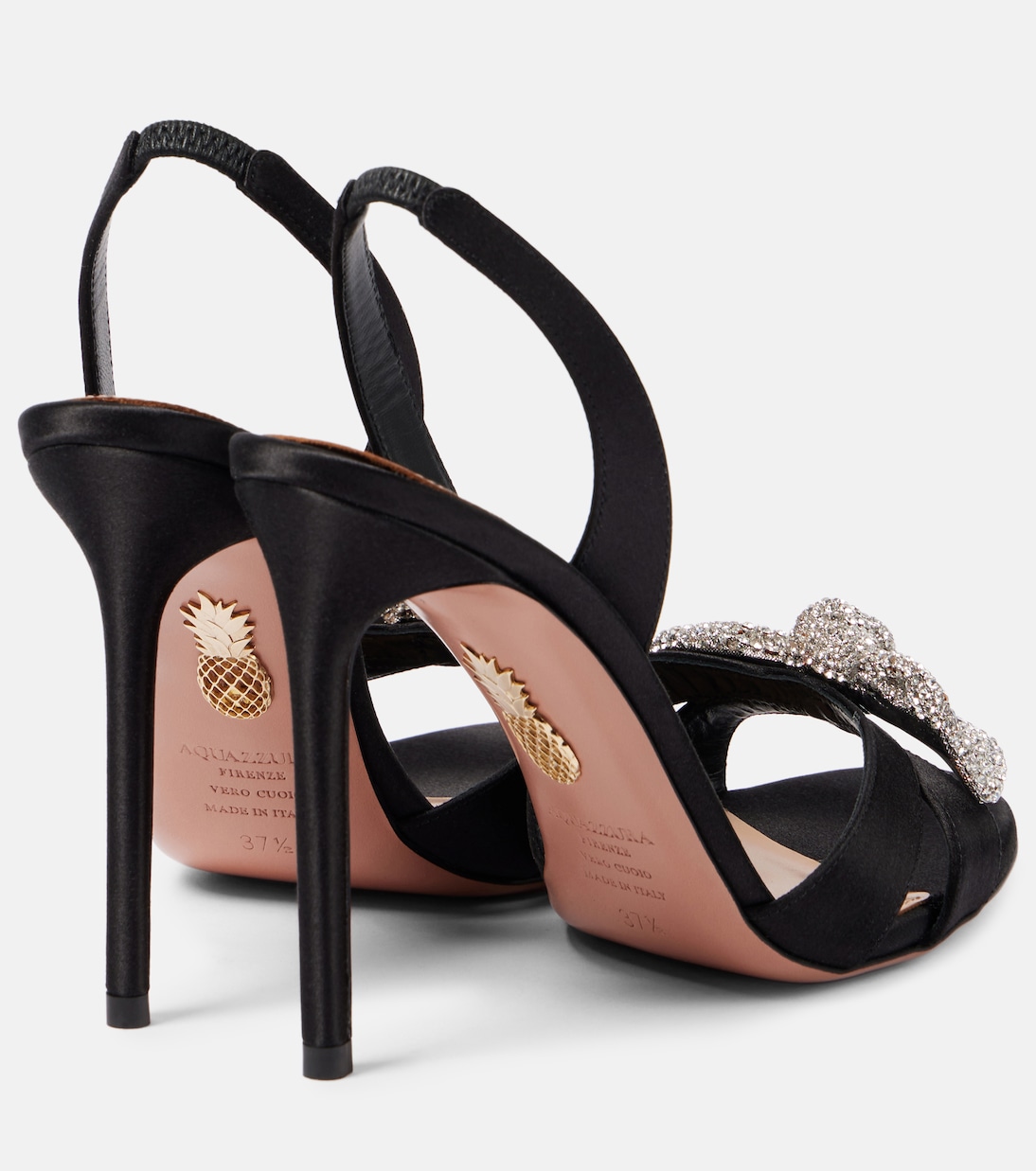 Sandali Very Bow Tie 105 in raso con cristalli | Aquazzura