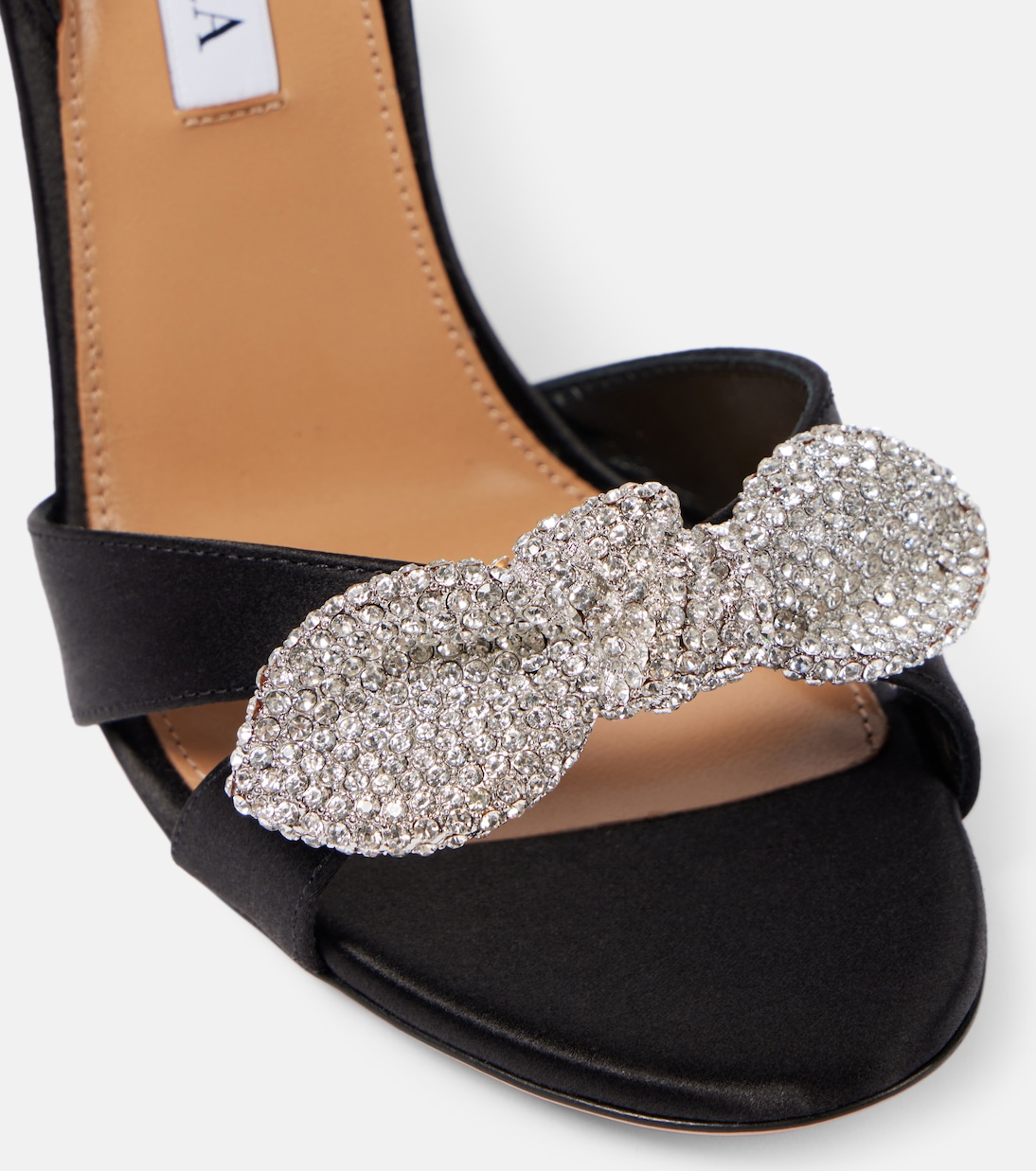 Sandali Very Bow Tie 105 in raso con cristalli | Aquazzura