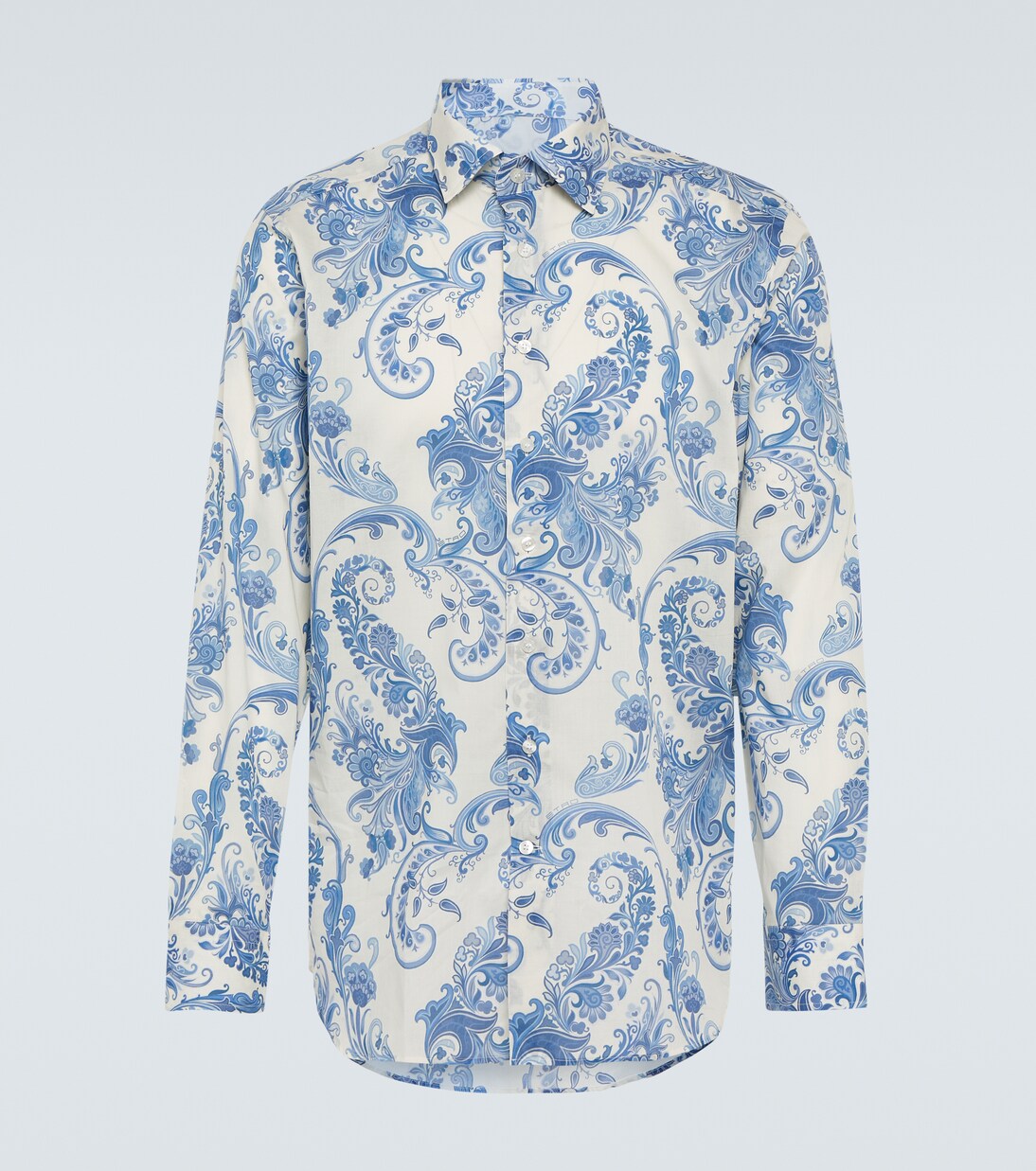 Floral paisley cotton shirt in blue - Etro | Mytheresa 