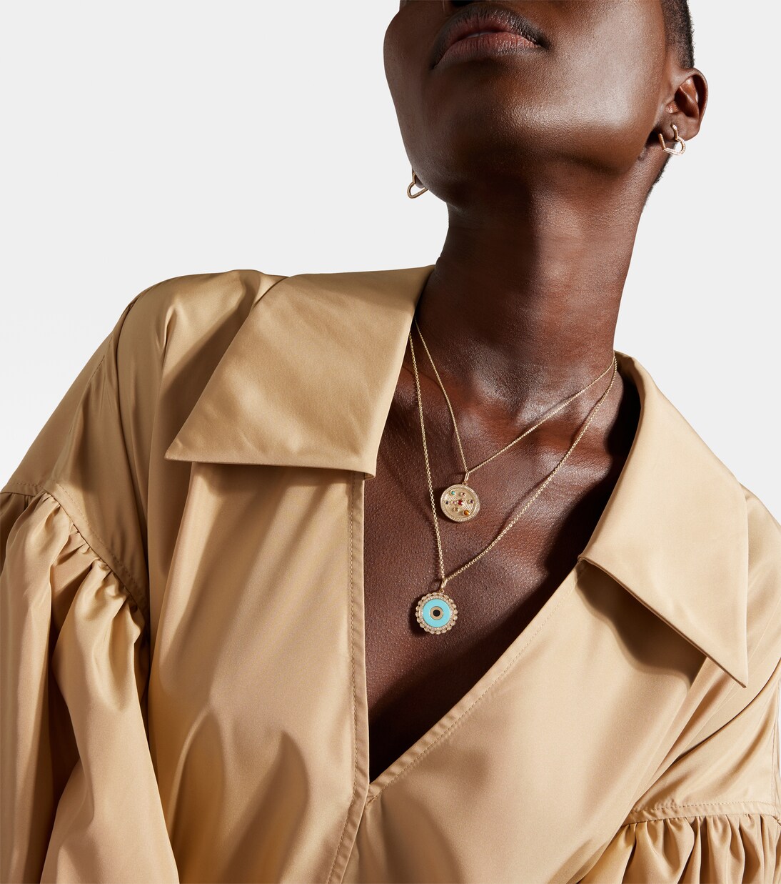 Collana Sydney Evan con Occhio del Male in oro 14kt, diamanti e turchese per uno stile giovane e unico