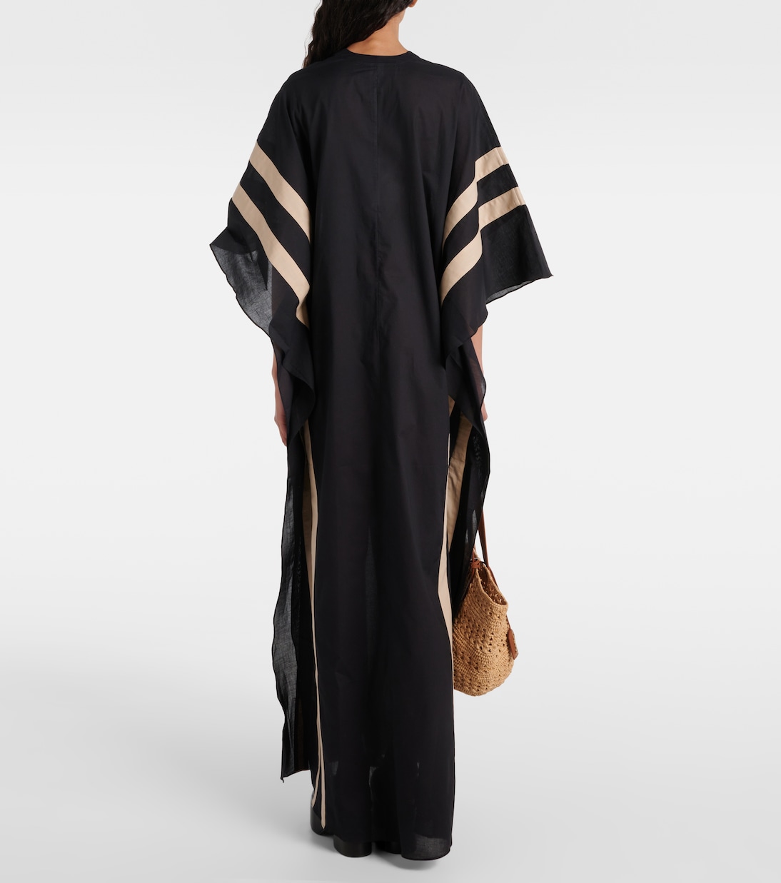 Caftano in chambray di cotone a righe | Adriana Degreas