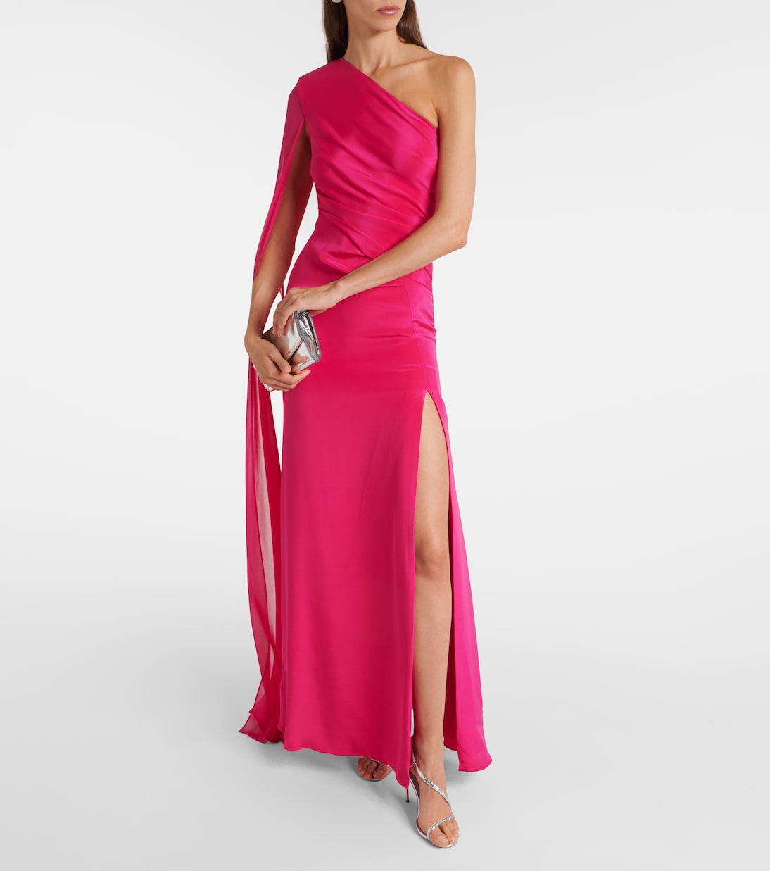 Vestido de fiesta asimétrico de chifón de seda | Roland Mouret